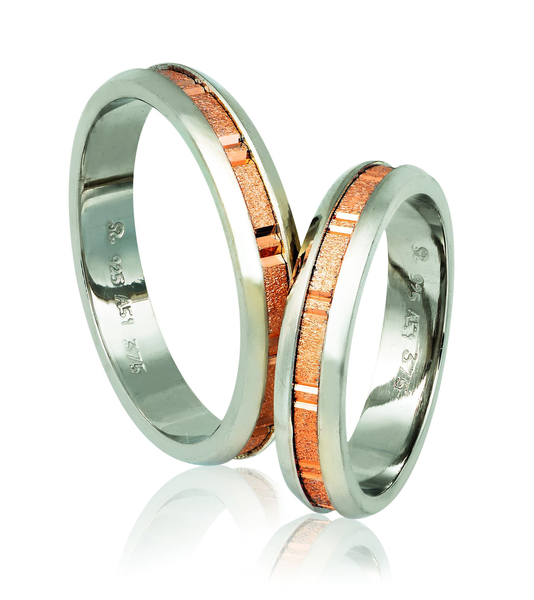 White gold & rose gold wedding rings 4.3mm (code A718r)